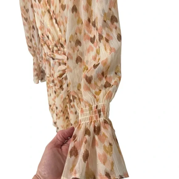 LC Lauren Conrad Peach Pink Heart Patterned Long Sleeve Dress - Picture 5 of 6